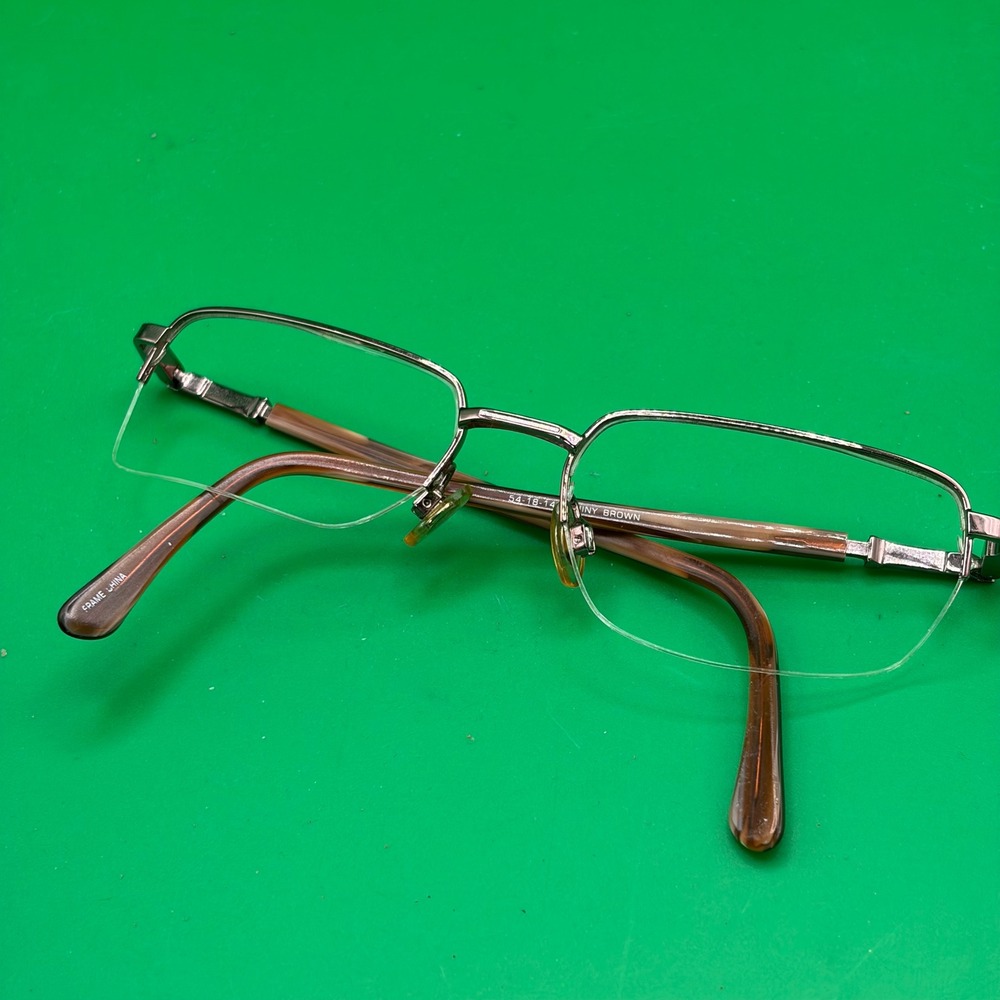 Woolrich 7775 Mens Shiny Brown Half Rim Rectangle Eyeglasses Frames 54-18-145